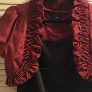 Black Dress with Maroon Jacket